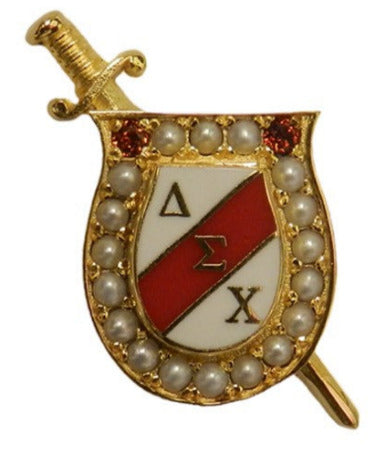 1930's Red Shield Badge with Garnets & Pearls